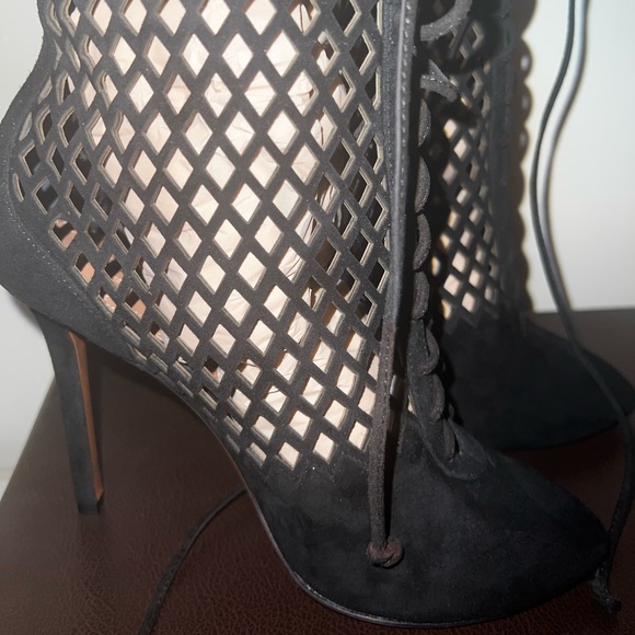 Alaia Black Suede Caged Booties - Picture 4 of 9
